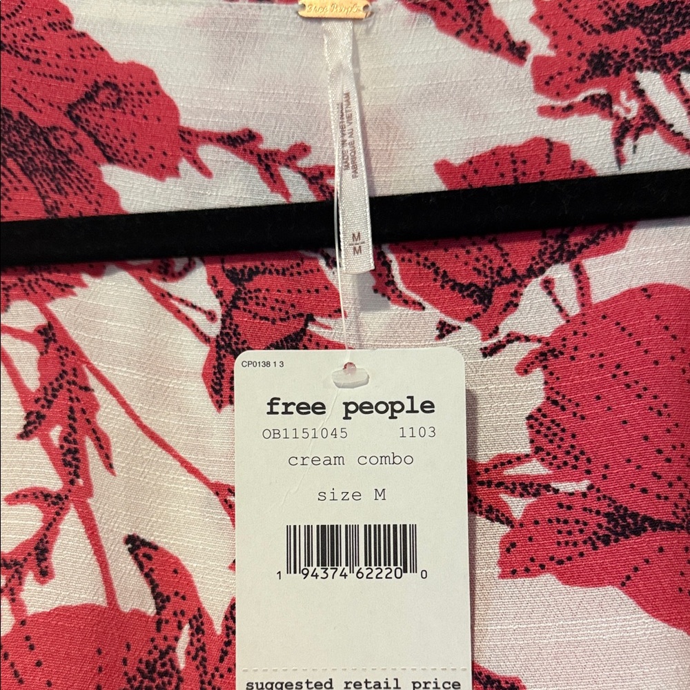 NWT Free People Red and White Floral Mini Dress - Picture 2 of 3